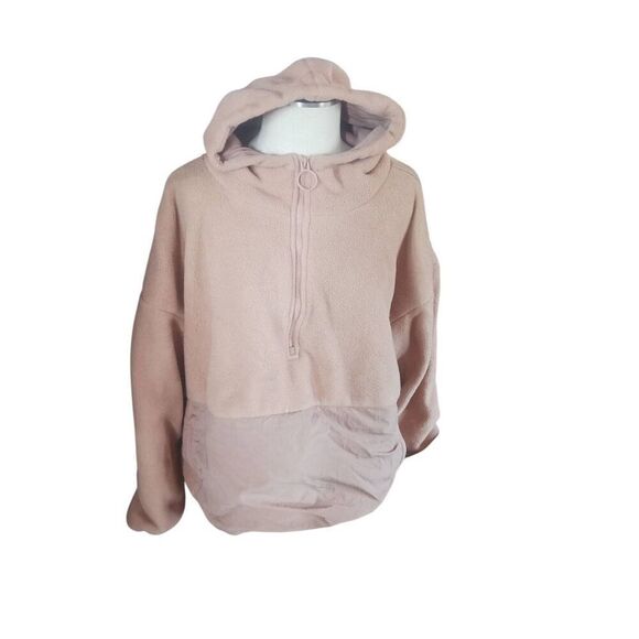 Plus size 2xl sandstone color half zip fabletics hoodie fleece Lotta teddy - Picture 1 of 3